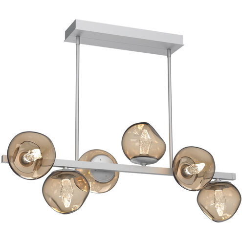 Luna LED Classic Silver Linear Pendant Ceiling Light in 2700K LED, Geo Inner - Bronze Outer, Twisted Branch