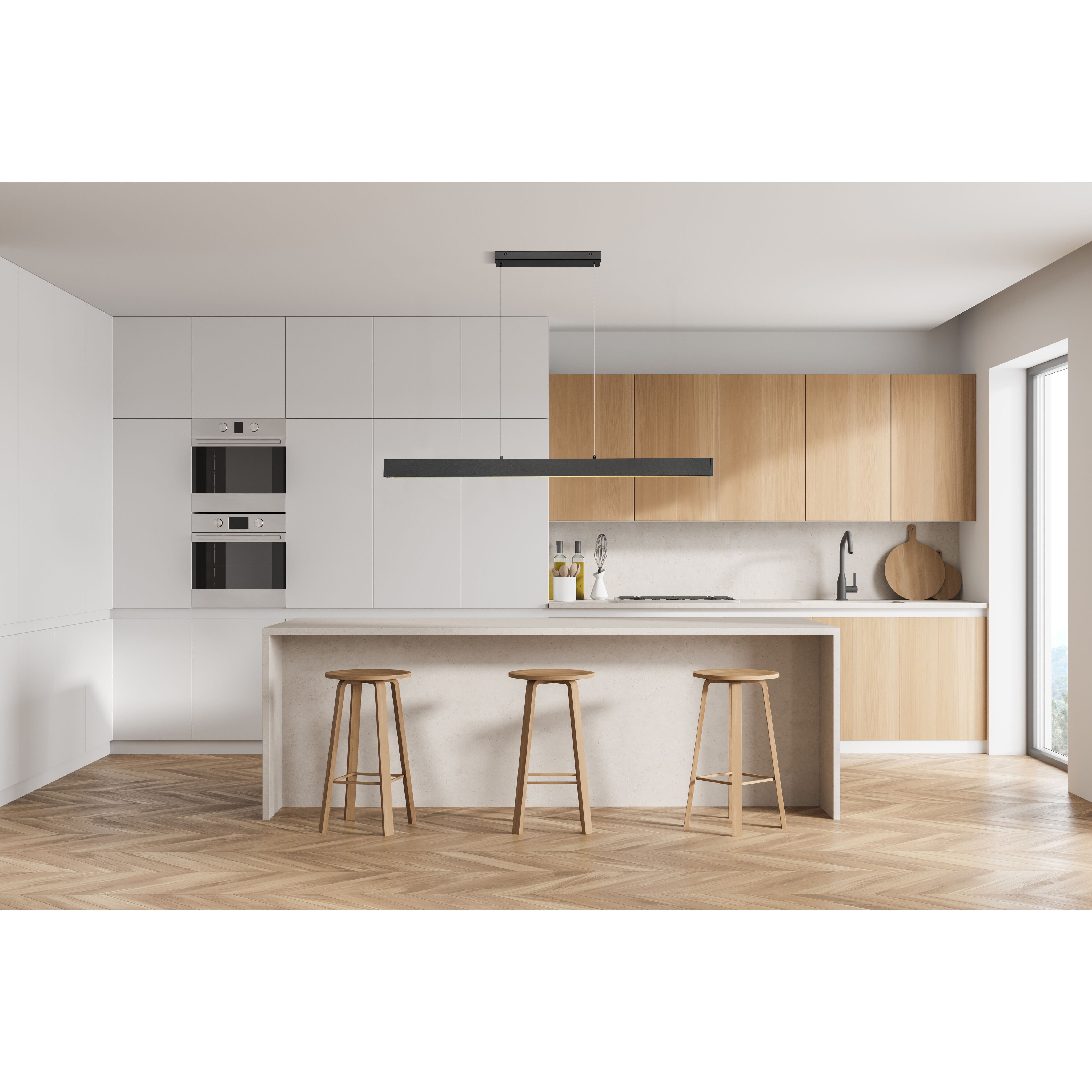 Hudson LED 55 inch Matte Black Linear Chandelier Ceiling Light