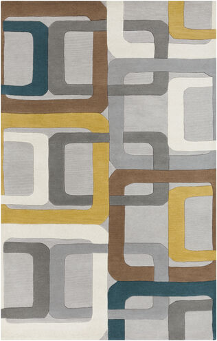 Forum 96 X 60 inch Dark Green/Medium Gray/Saffron/Dark Brown Rugs, Wool