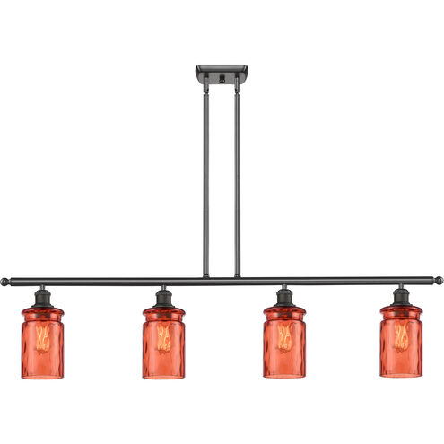 Ballston Candor 4 Light 48 inch Oil Rubbed Bronze Island Light Ceiling Light in Living Coral Waterglass, Ballston