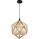 Lante 1 Light 13 inch Black and Wood Pendant Ceiling Light