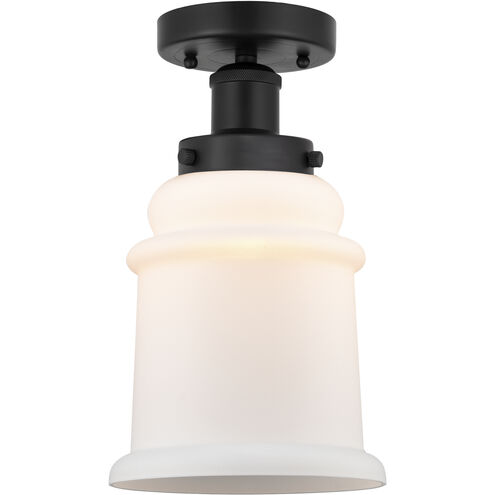 Edison Canton 1 Light 6 inch Matte Black Semi-Flush Mount Ceiling Light in Matte White Glass