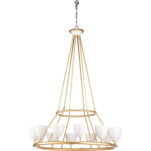 Larry Laslo 12 Light 36 inch Antique Gold Leaf/Matte White Chandelier Ceiling Light