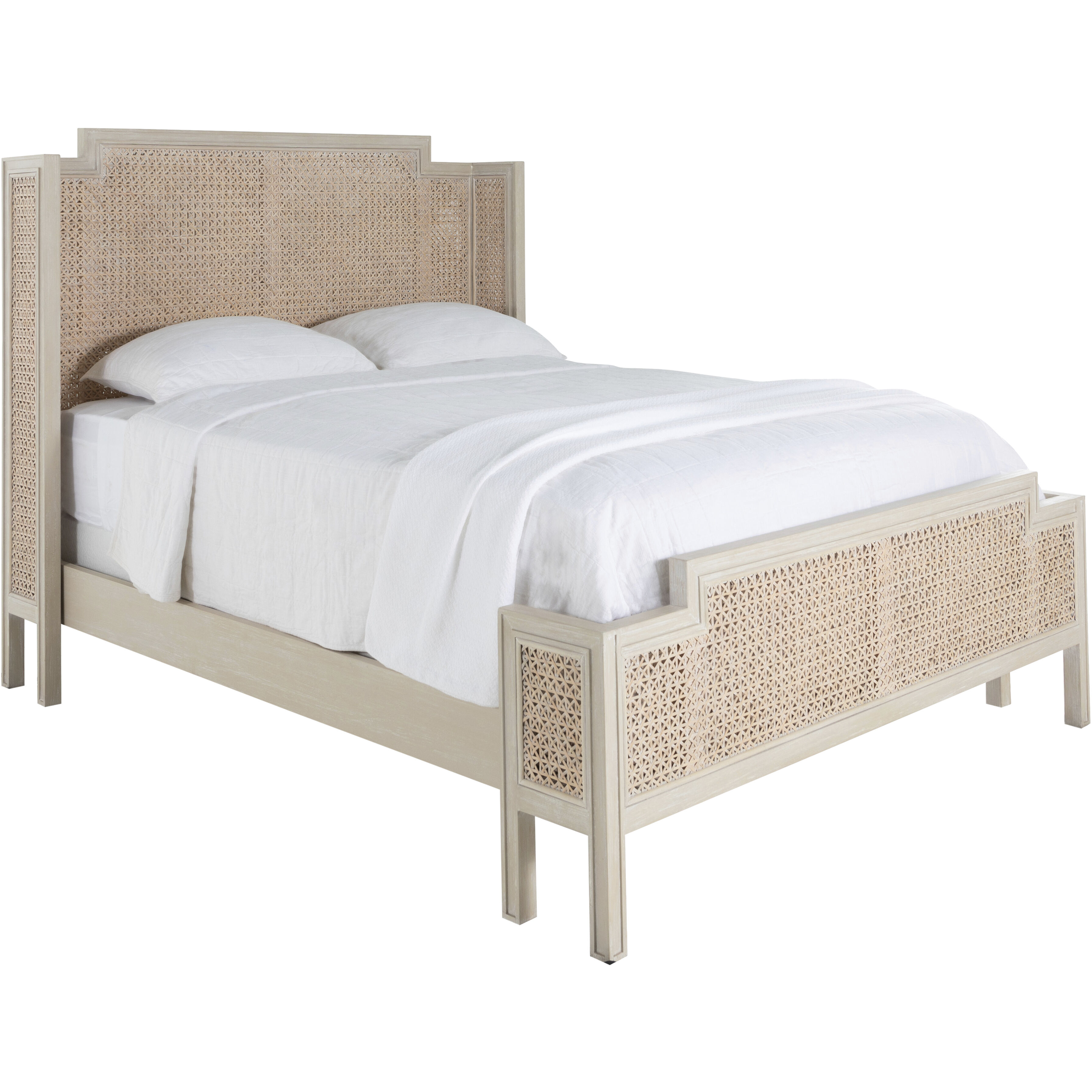 Camille Cerused White Queen Bed