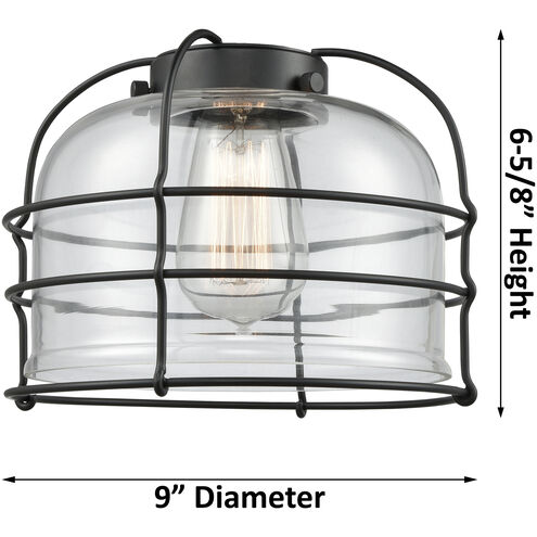 Franklin Restoration Large Bell Cage 1 Light 9 inch Black Antique Brass Sconce Wall Light in Matte White Glass, Franklin Restoration