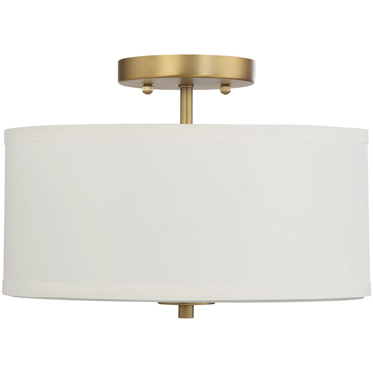 Modern 2 Light 13 inch Natural Brass Semi-Flush Ceiling Light