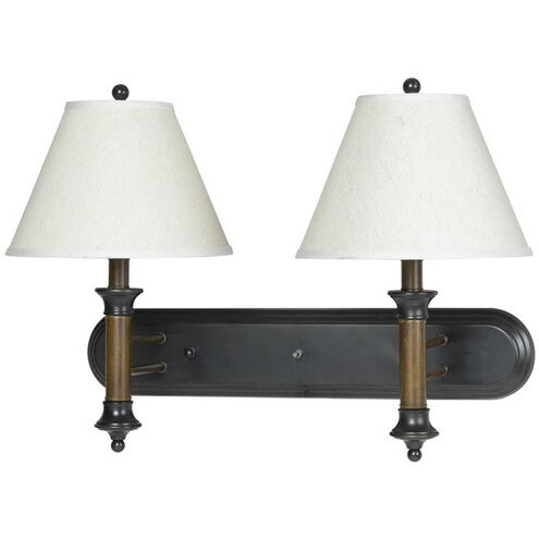 Hotel 2 Light 11 inch Dark Bronze Wall Lamp Wall Light