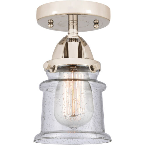 Nouveau 2 Small Canton LED 5.25 inch Polished Nickel Semi-Flush Mount Ceiling Light in Seedy Glass