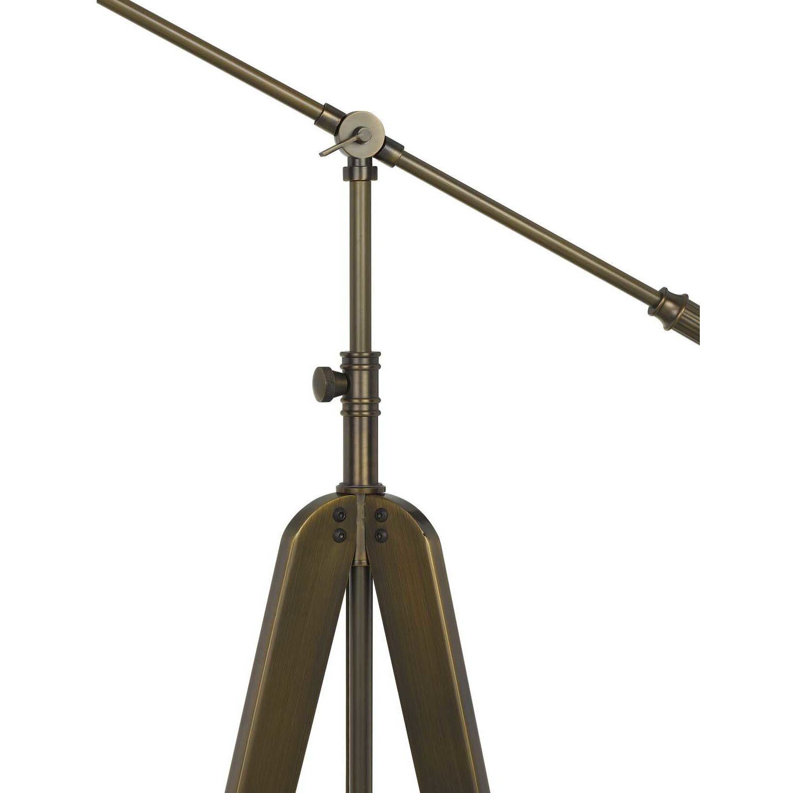 Cuero 54 inch 60 watt Antique Gold Brass Floor Lamp Portable Light, Tripod