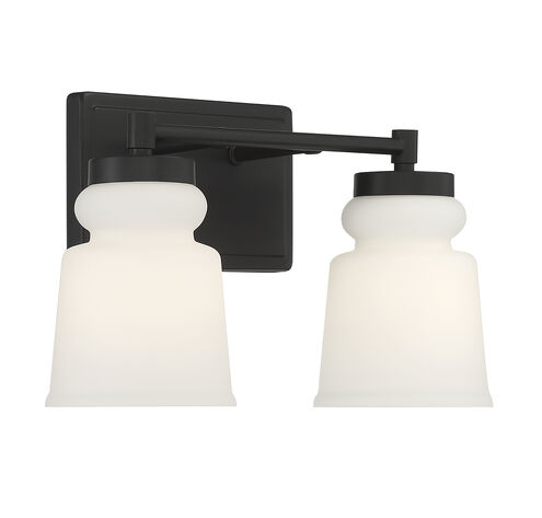 Contemporary 2 Light 14.5 inch Matte Black Bathroom Vanity Light Wall Light