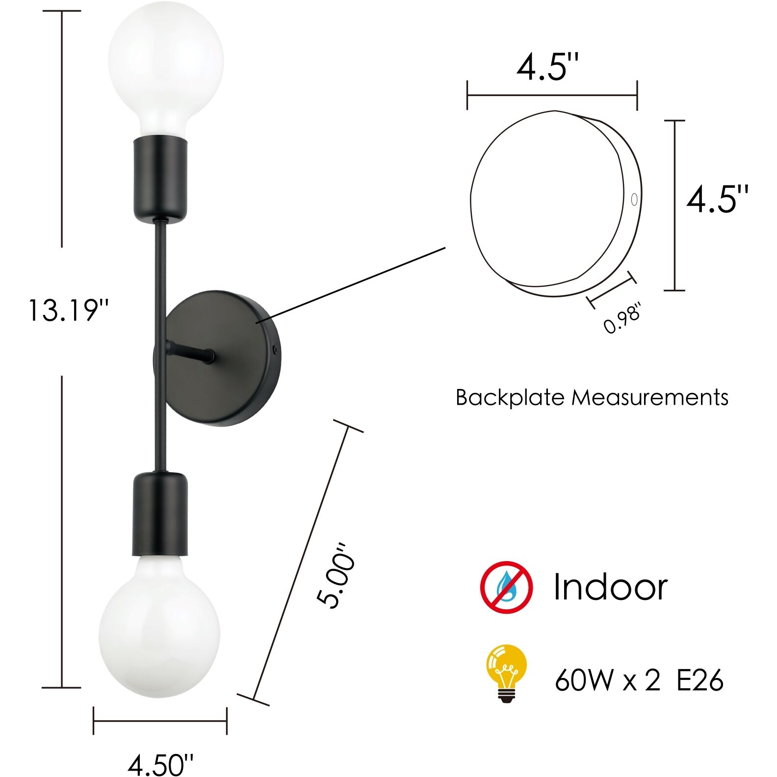 Avondale 2 Light 5 inch Matte Black Open Bulb Wall Sconce Wall Light