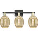 Preston 3 Light 26 inch Black Antique Brass Bath Vanity Light Wall Light in Mercury Glass