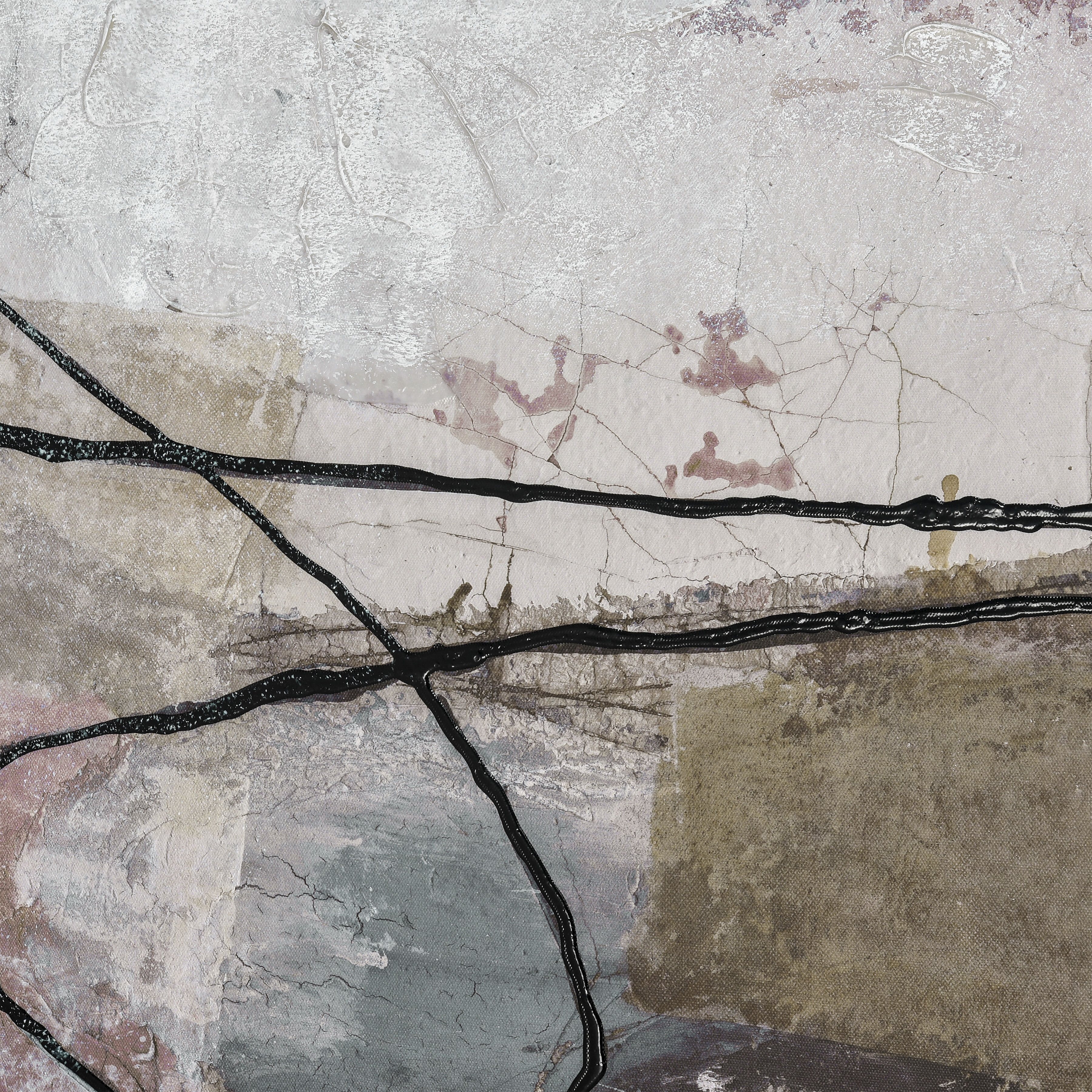 Kinetic Taupe with Aged White and Aged Wood Framed Wall Art, Abstract