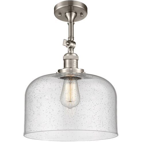 Franklin Restoration X-Large Bell 1 Light 12 inch Brushed Satin Nickel Semi-Flush Mount Ceiling Light in Seedy Glass, Franklin Restoration