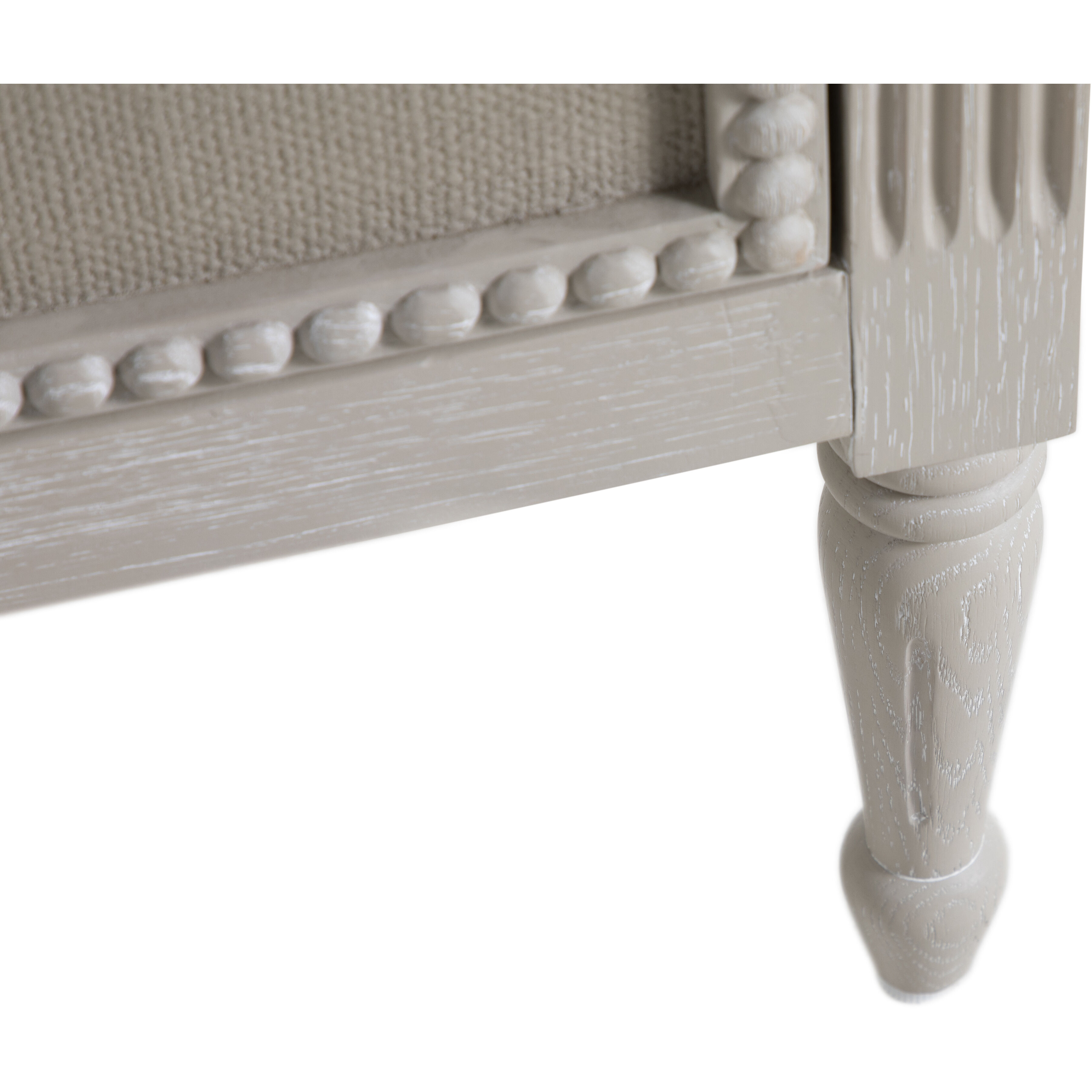 Caroline 30.5 X 30 inch Cerused White and Painted Burlap with Antique Bronze Nightstand