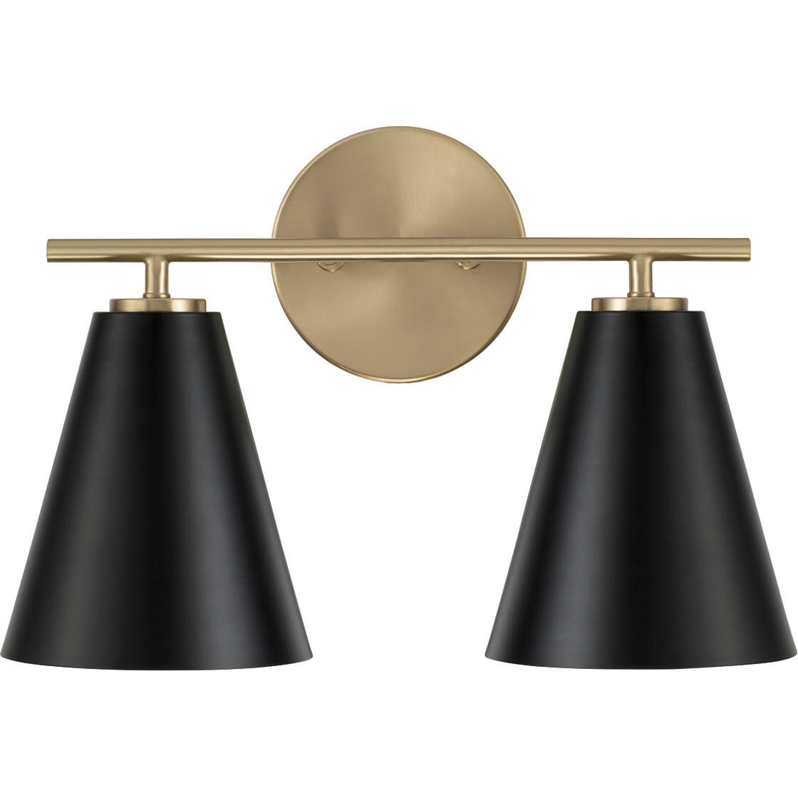 Charlie 2 Light 15 inch Matte Brass Vanity Light Wall Light in Matte Black with White Interior