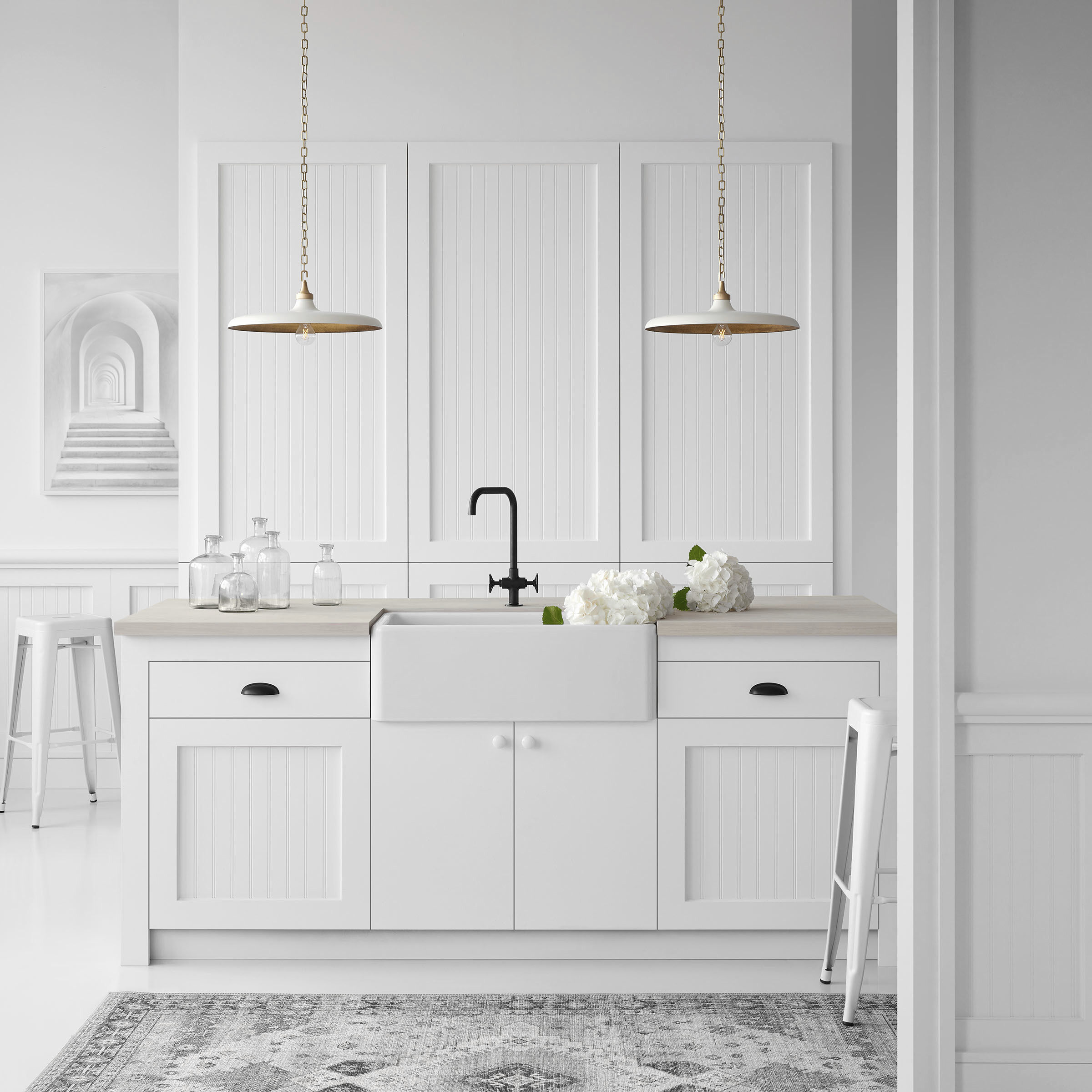 Thomas O'Brien Piatto LED 18 inch Hand-Rubbed Antique Brass Pendant Ceiling Light in Plaster White, Medium