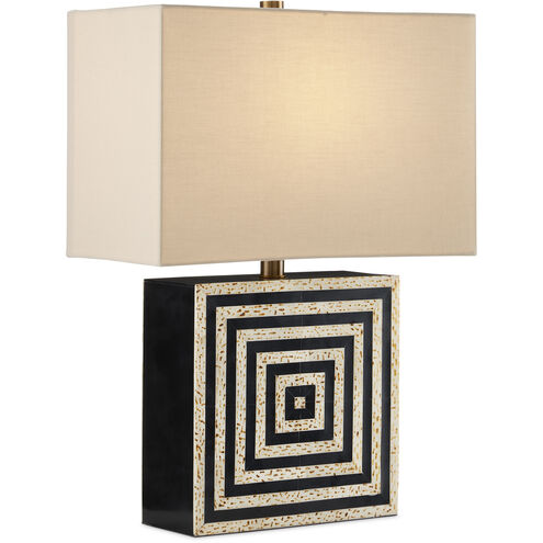 Taurus 21.25 inch 150 watt Black and Natural with Antique Brass Table Lamp Portable Light