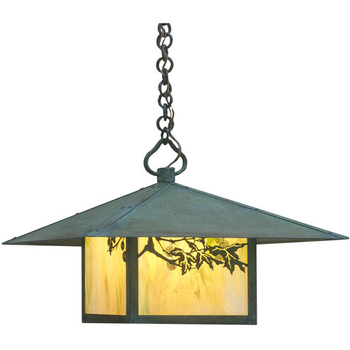 Monterey 1 Light 17 inch Satin Black Pendant Ceiling Light in Almond Mica, Pine Needle Filigree, Pine Needle Filigree