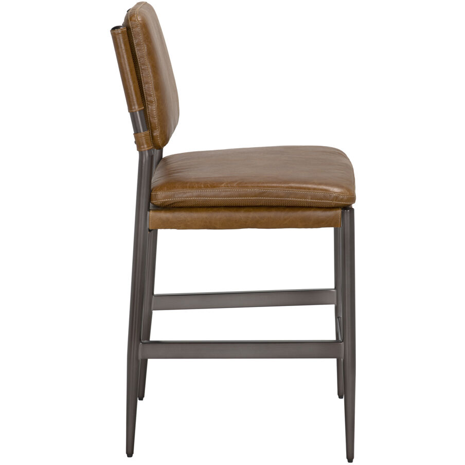 Wooster 40.5 inch Steel Grey Powder Coat and Cuba Brown Counter Chair