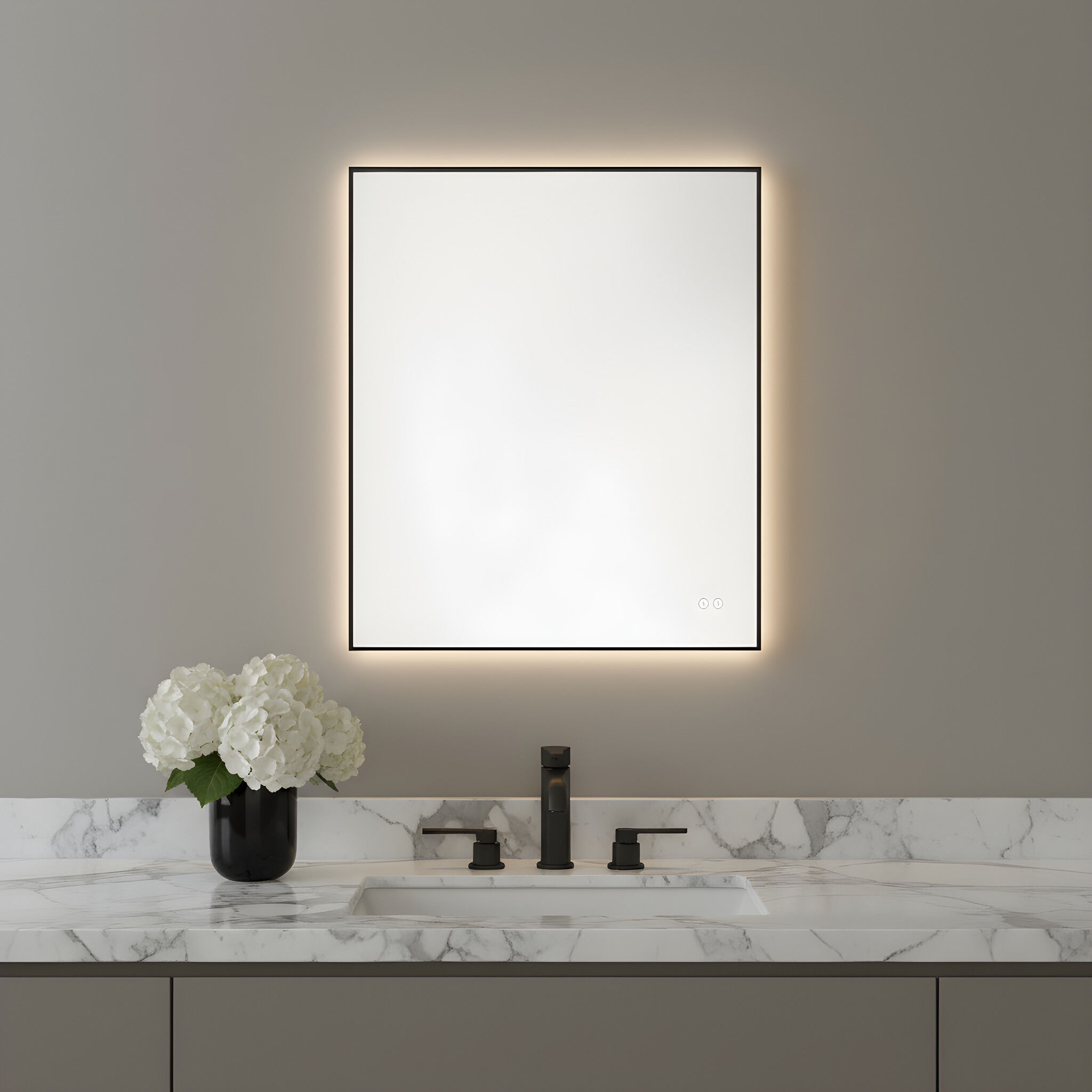 Cadre 30 X 30 inch Midnight Black Backlit Wall Mirror