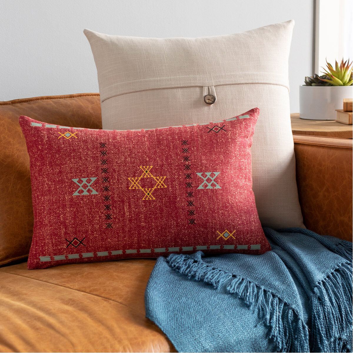 Red silk cushions on sale