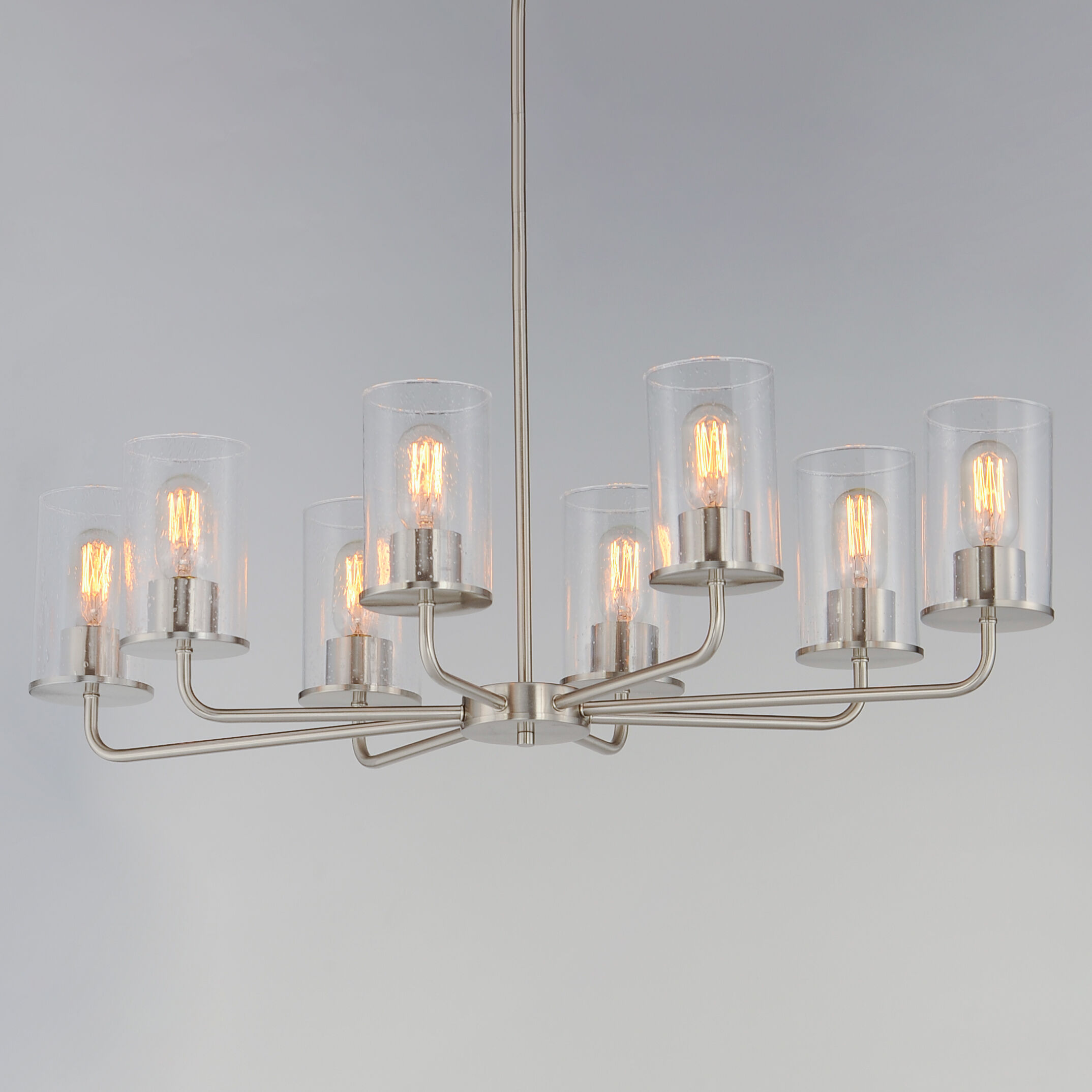 Sleek 8 Light 34 inch Satin Nickel Chandelier Ceiling Light