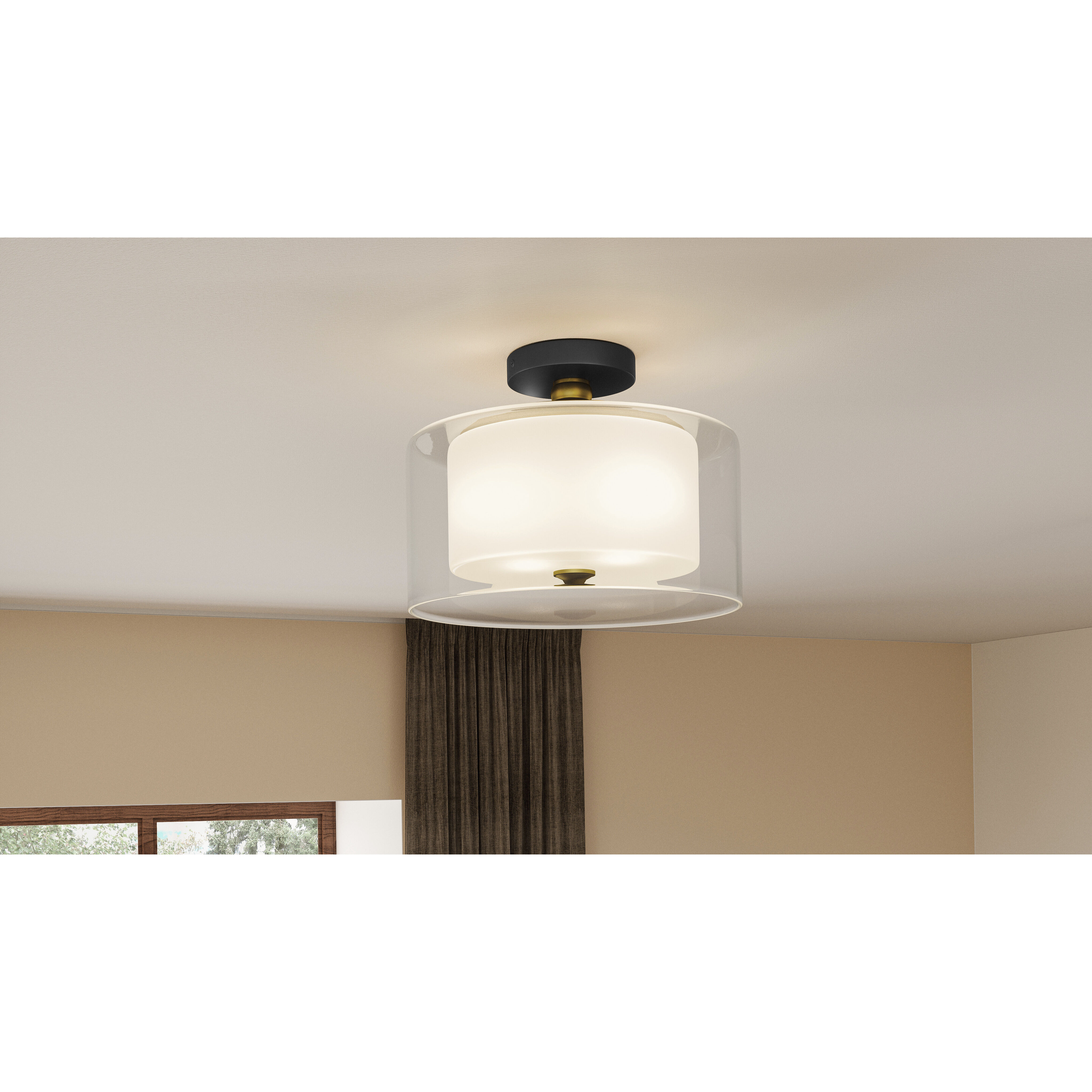 Rowland 2 Light 14 inch Matte Black Semi-Flush Mount Ceiling Light