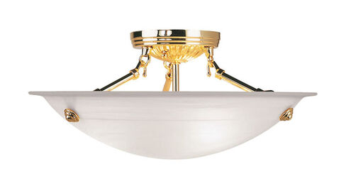 Oasis 3 Light 16 inch Polished Brass Semi-Flush Mount Ceiling Light