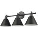 Abbington 3 Light 27.5 inch Matte Black Vanity Light Wall Light
