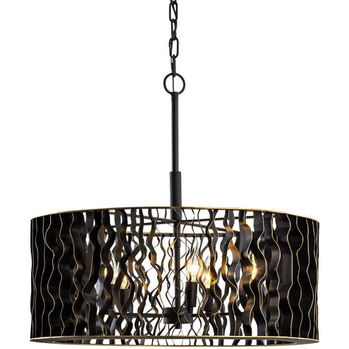 Estela 5 Light 24 inch Matte Black Pendant Ceiling Light, Smithsonian Collaboration