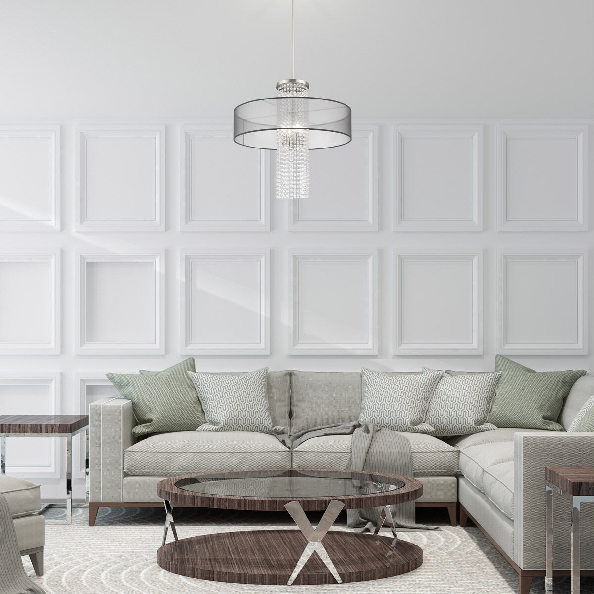 Bella Vista 4 Light 24 inch Brushed Nickel Pendant Chandelier Ceiling Light