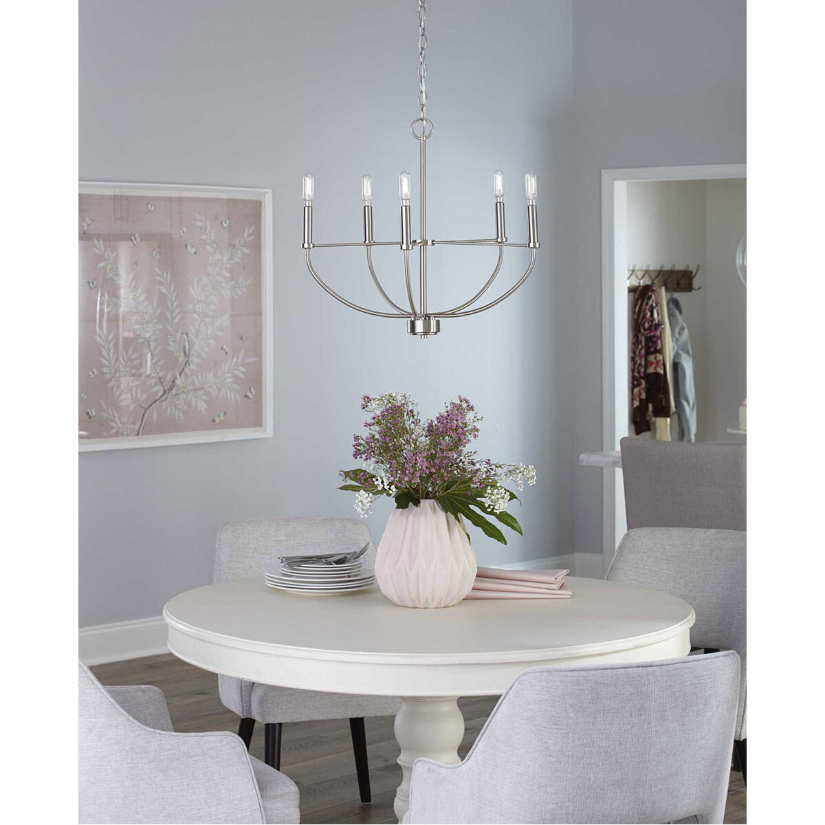 Progress Lighting Leyden 5 Light Chandelier Brushed Nickel