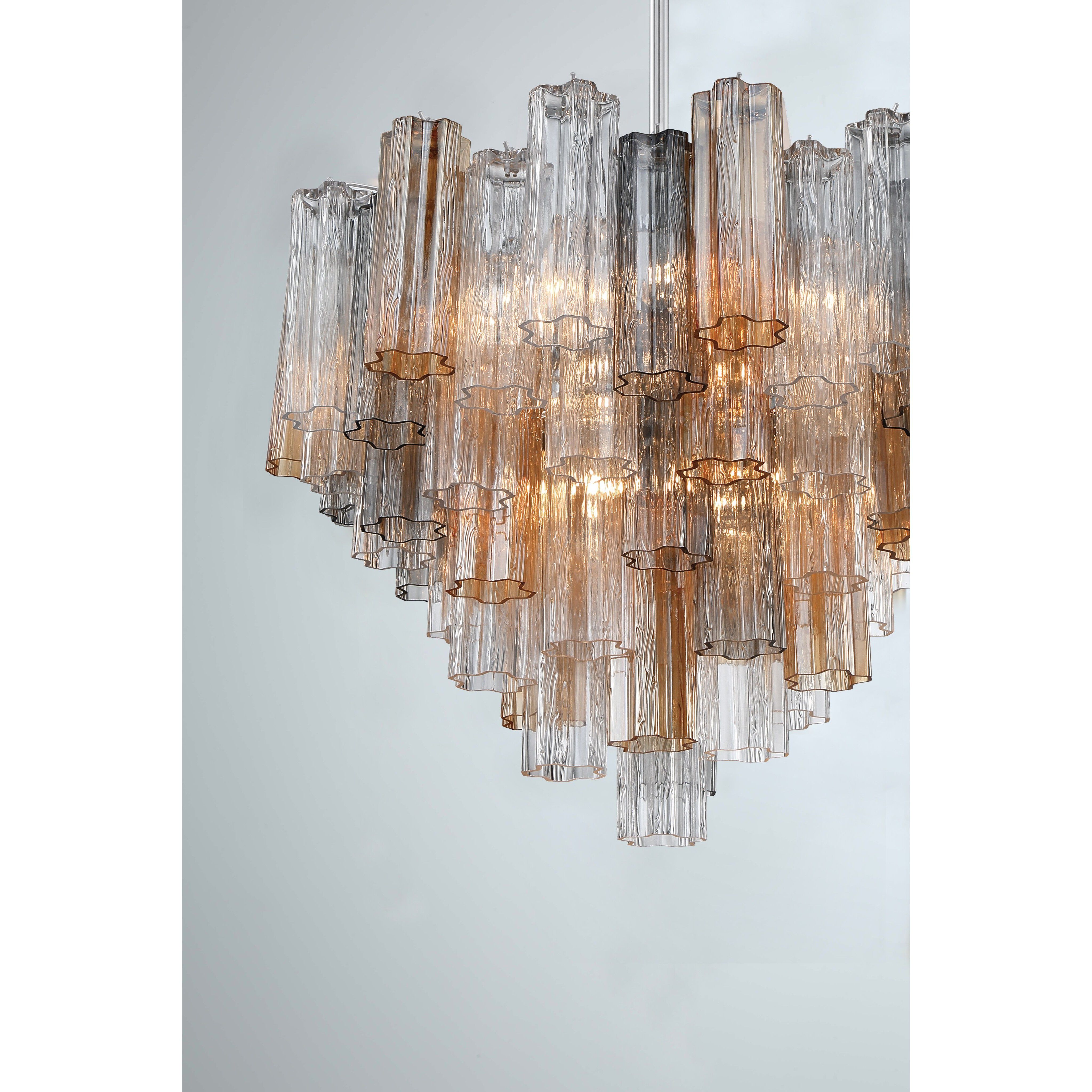 Addis 12 Light 26.75 inch Polished Chrome Chandelier Ceiling Light in Tronchi Glass Autumn