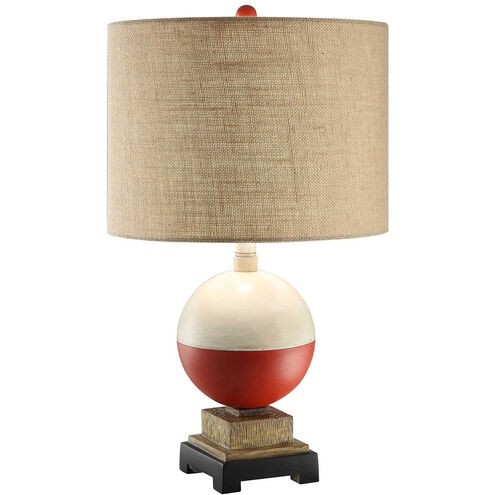 Bobber 24 inch 150 watt Red/White/Wood/Brown Table Lamp Portable Light