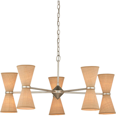 Pennyworth 10 Light 36 inch Contemporary Silver Leaf/Contemporary Silver/Natural Chandelier Ceiling Light