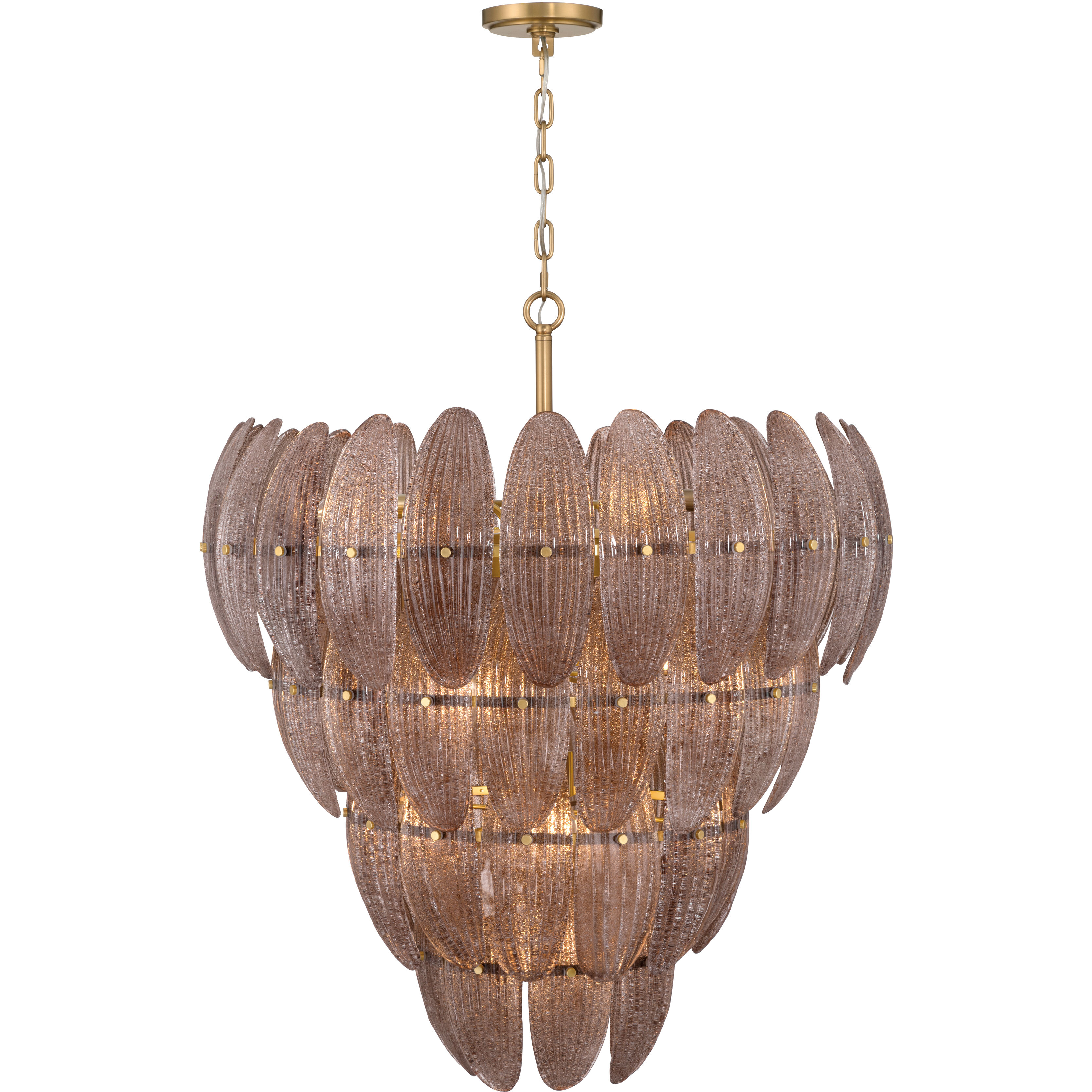 Marclaire 15 Light 32.75 inch Legacy Brass Pendant Ceiling Light in Brown Textured Handmade Glass