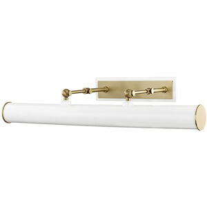 Holly 75 watt 24 inch Aged Brass and White Picture Light Wall Light in White Steel