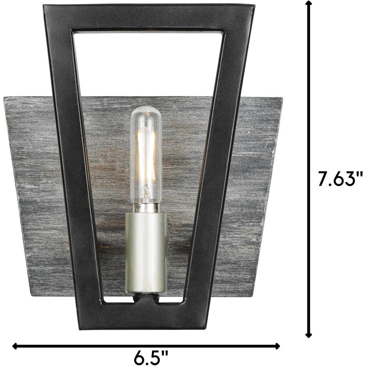 Zag 1 Light 6.5 inch Black and Grey Bath Vanity Wall Light in Black/Grey Wood