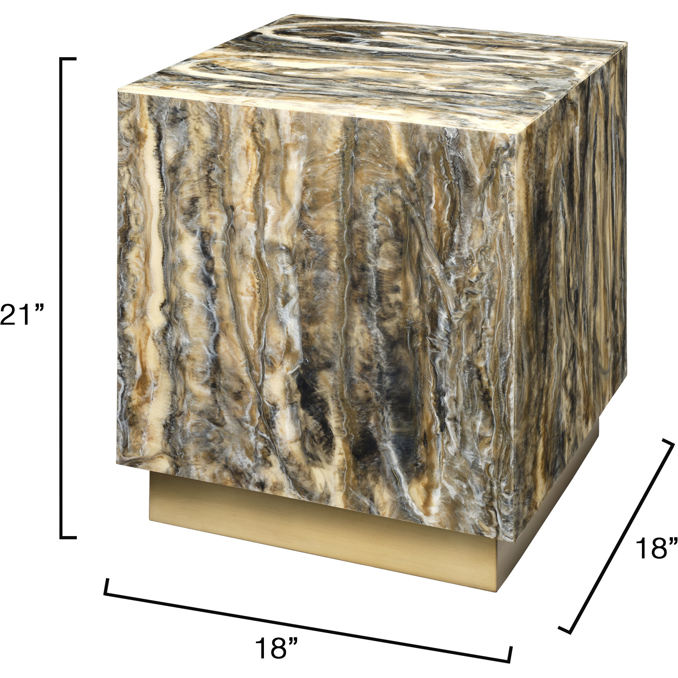 Cube 21 X 18 inch Dripped Resin Side Table, Inline