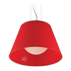 Ribo 1 Light 13 inch Chrome Pendant Ceiling Light in Red, Small
