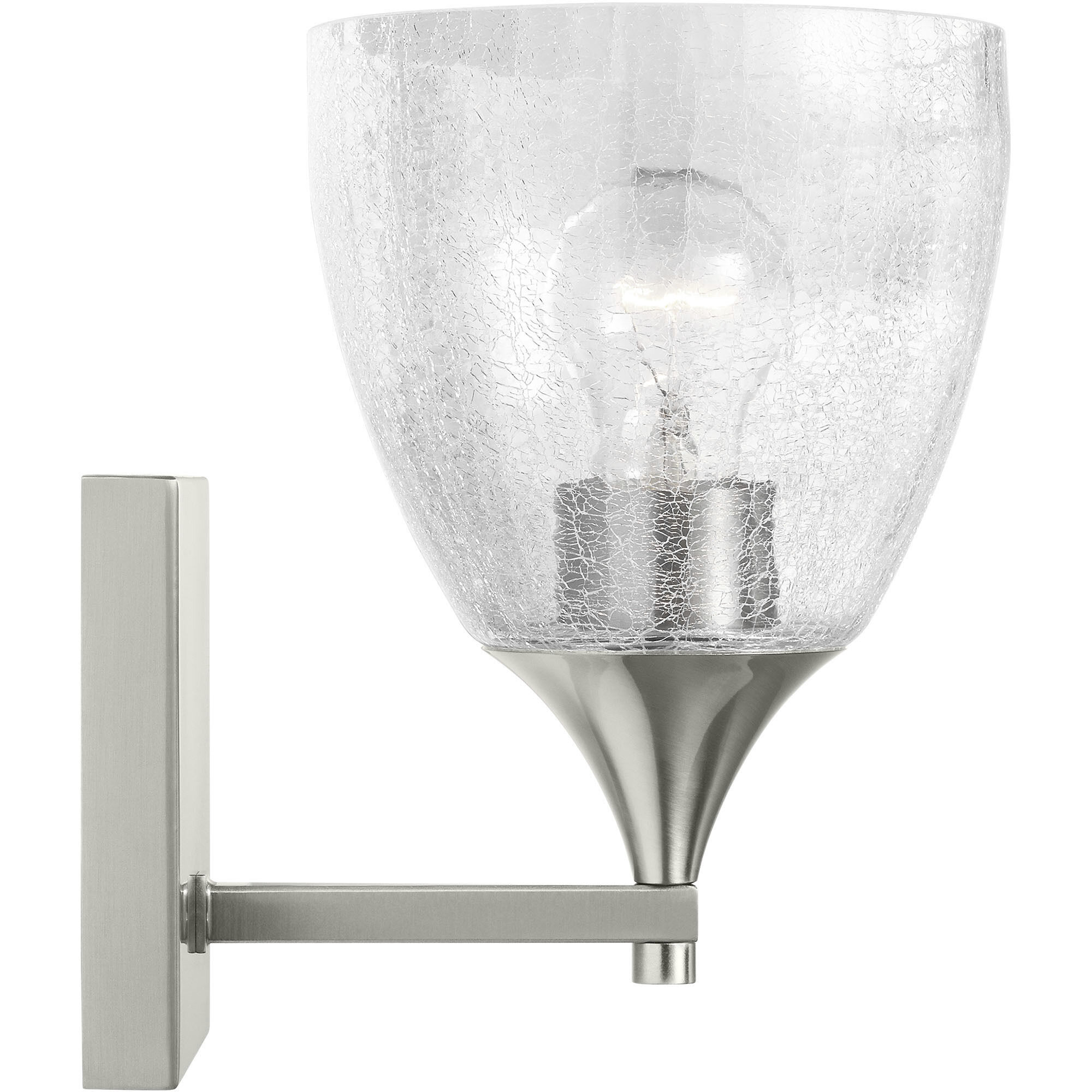Drew & Jonathan Toffino 1 Light 6 inch Brushed Nickel Sconce Wall Light in Clear Crackle Glass, Small