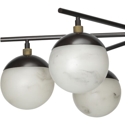 Metro 6 Light 40 inch Faux White Alabaster and Oil Rubbed Bronze Chandelier Ceiling Light, Antique Brass Accents