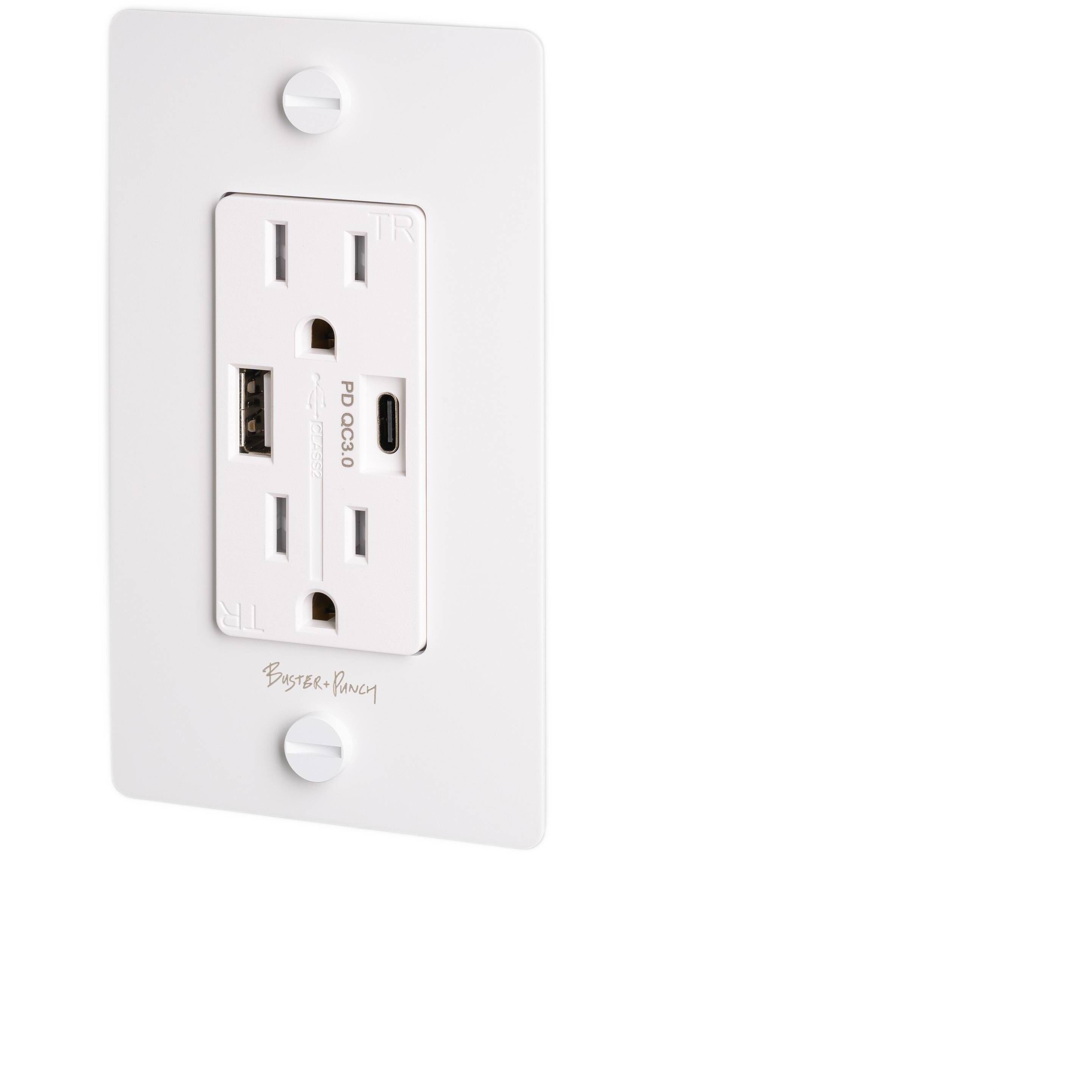 1G Duplex 125 White Outlet, USB A + C