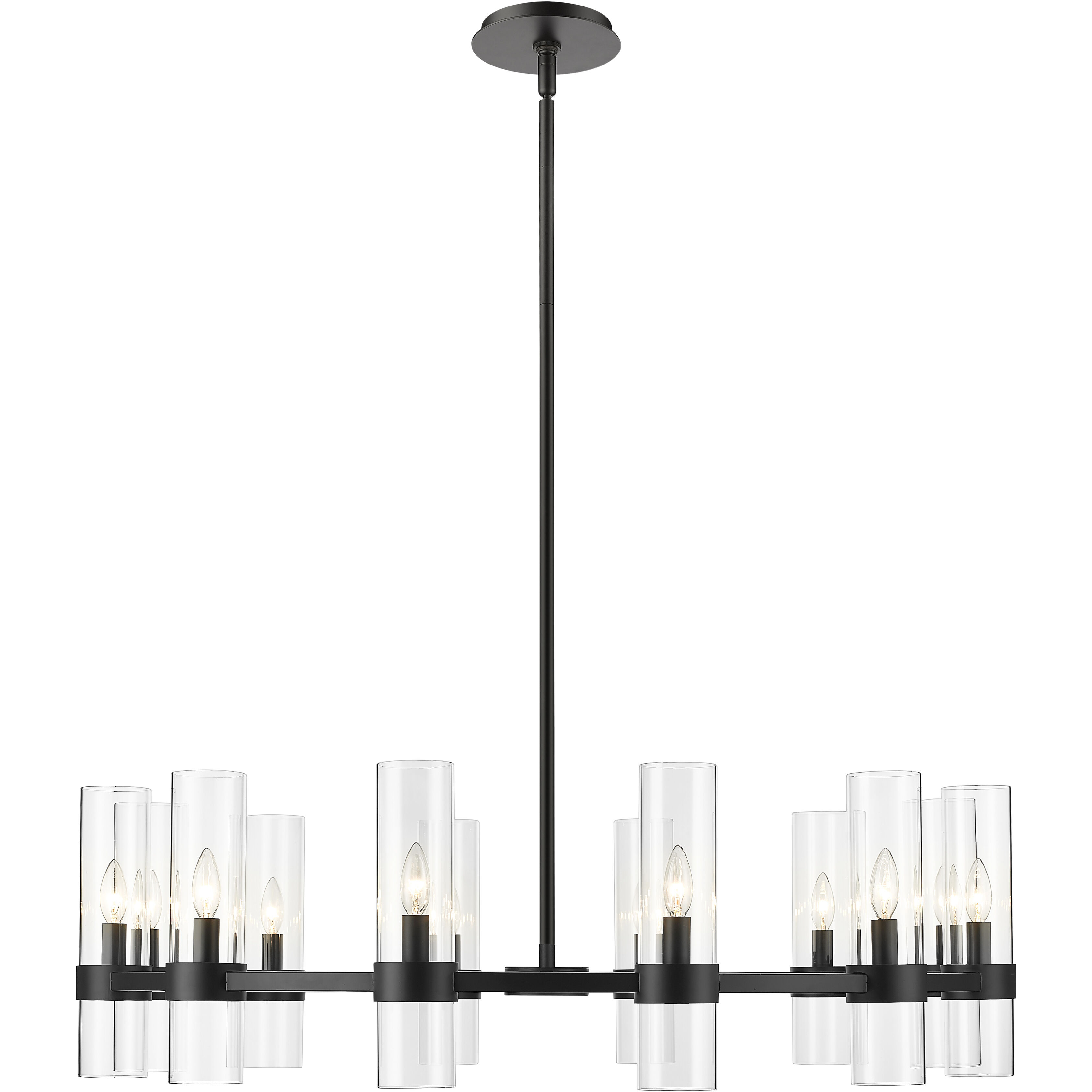 Datus 12 Light 43.5 inch Matte Black Chandelier Ceiling Light in Heritage Brass