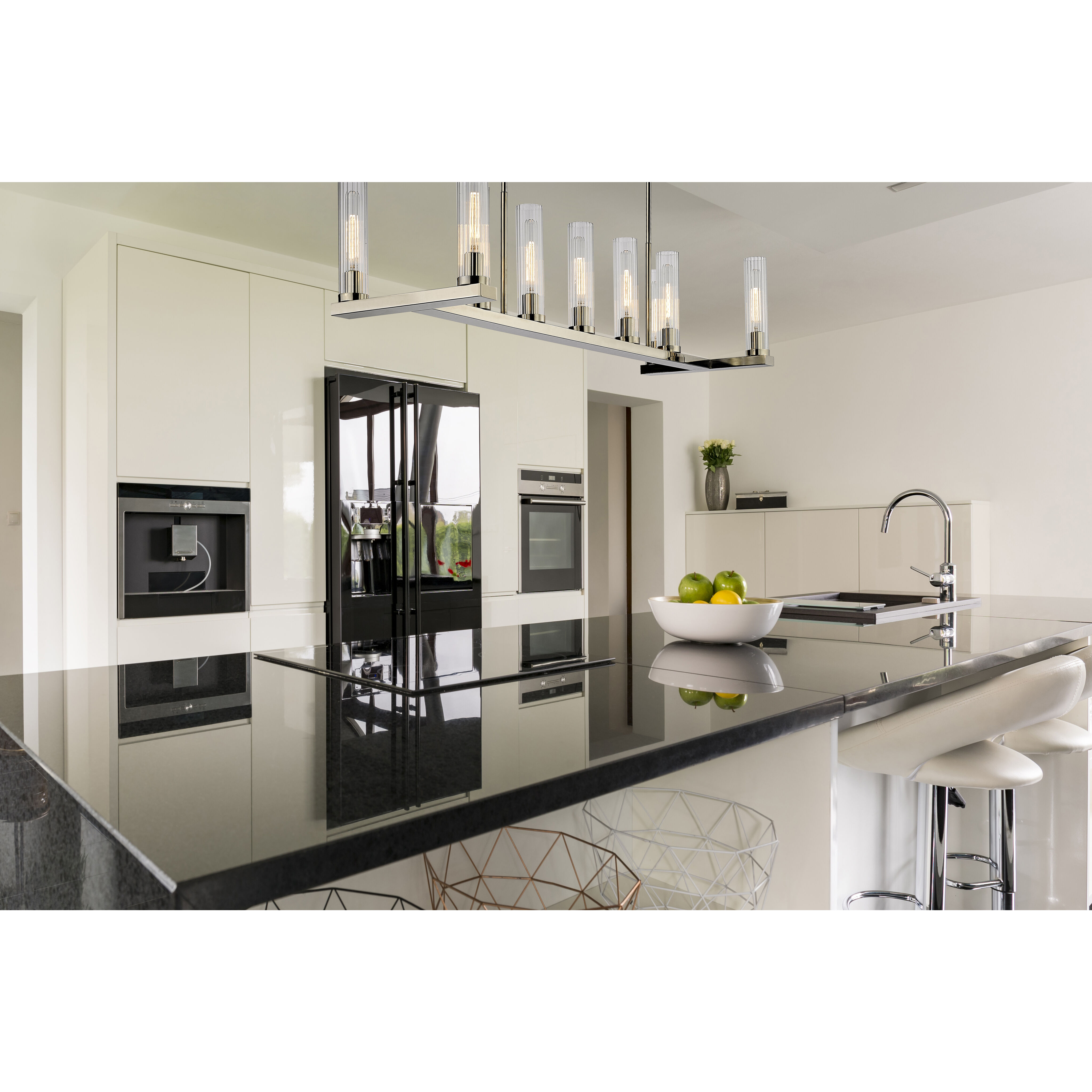 Beau 9 Light 56 inch Polished Nickel Linear Chandelier Ceiling Light