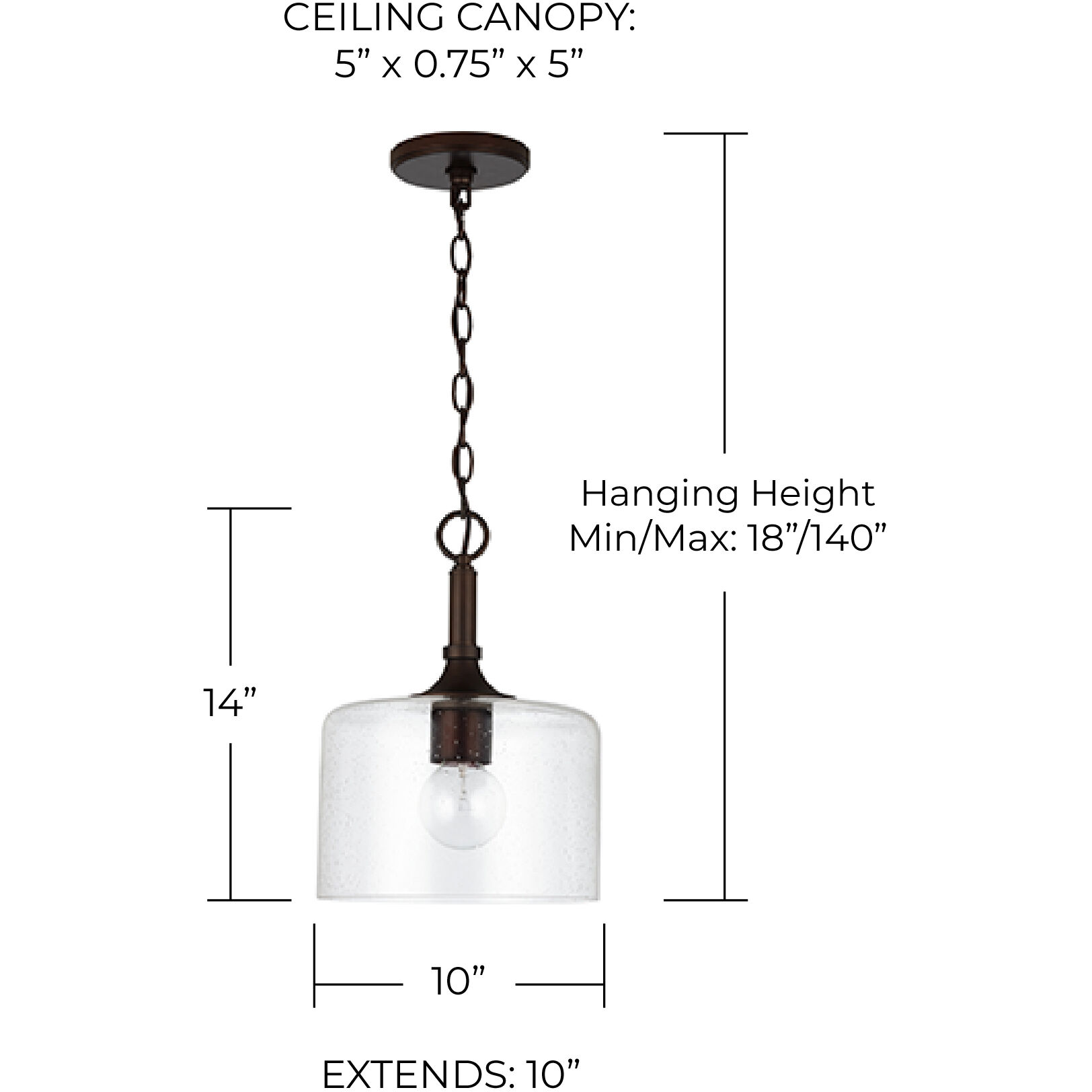 Carter 1 Light 10 inch Bronze Pendant Ceiling Light