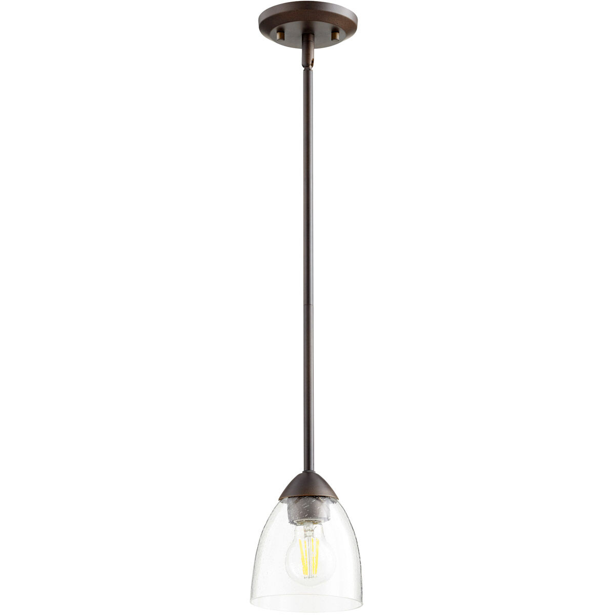 Barkley 1 Light 5.75 inch Oiled Bronze Mini Pendant Ceiling Light in Clear Seeded