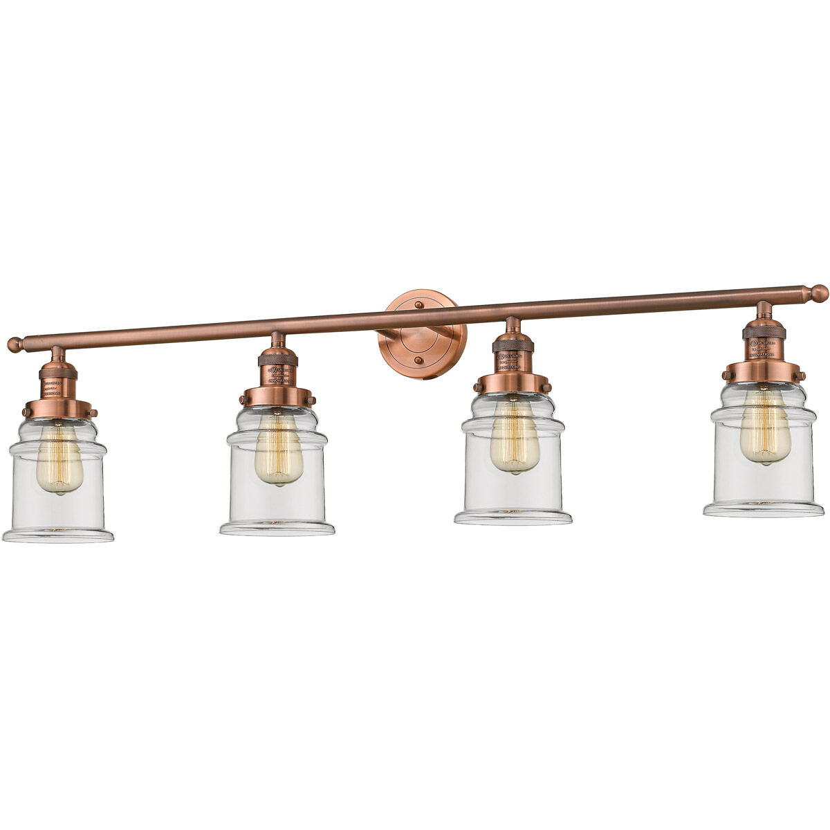 Franklin Restoration Canton LED 42 inch Antique Copper Bath Vanity Light Wall Light in Clear Glass, Franklin Restoration
