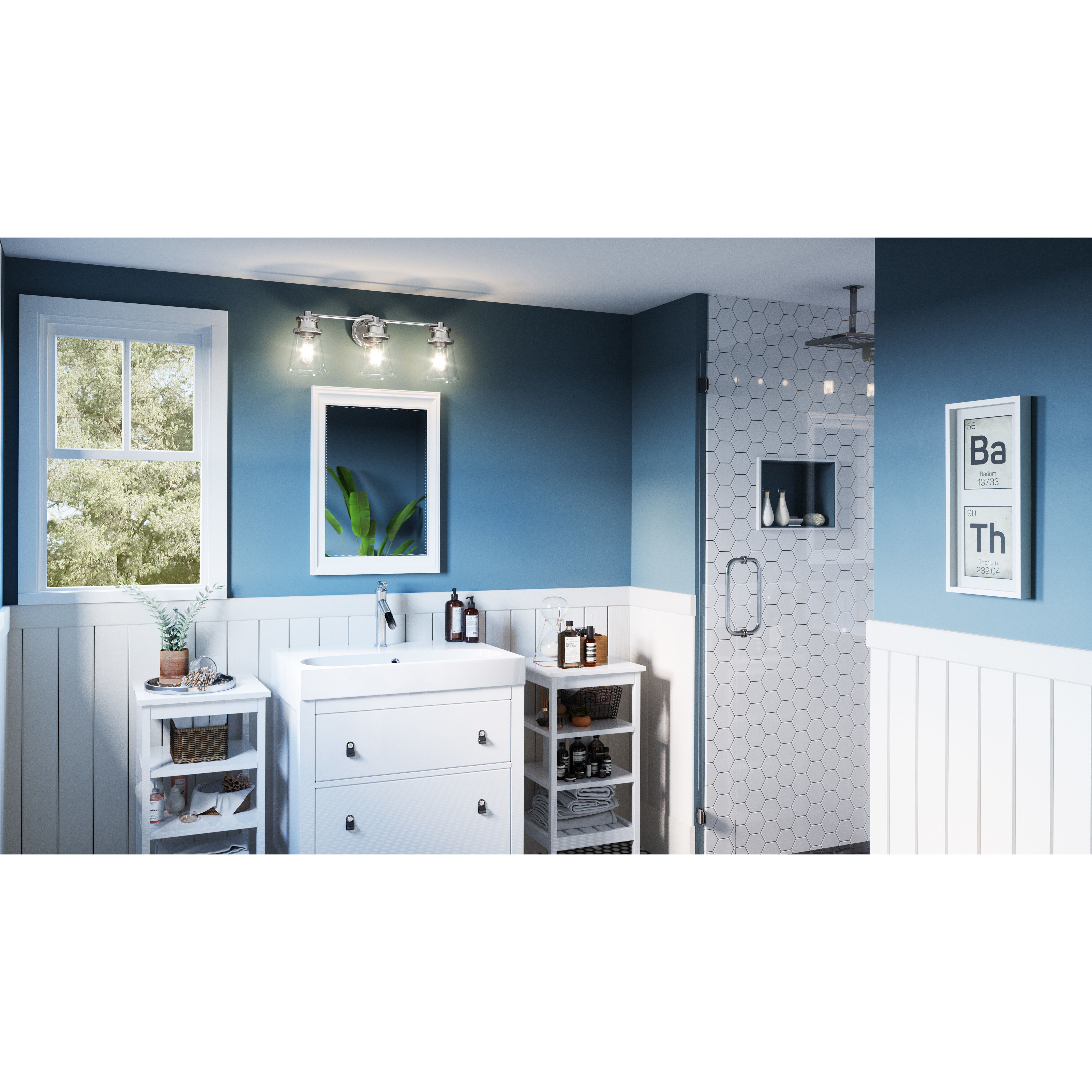 Haverfield 3 Light 24 inch Polished Chrome Bath Light Wall Light